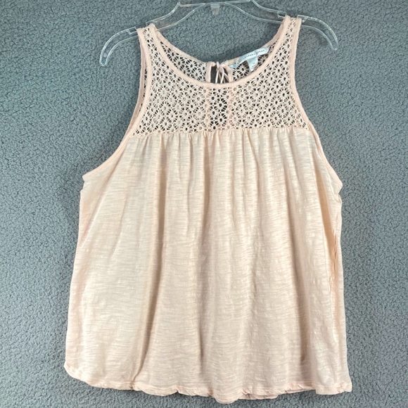 Lauren Conrad‎ Sleeveless Light PInk Lacy Top Cotton/Modal Blend Size Medium - Picture 1 of 9